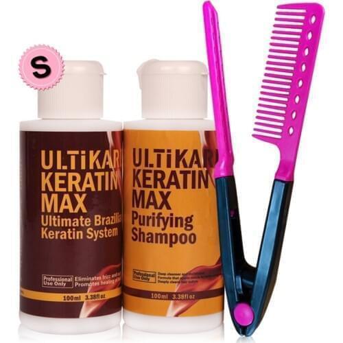 Brazilian 8% Formalin Keratin Treatment+100ml Purifying Shampoo Straighten+Repair Strong Cruly Hair+Free Red Comb