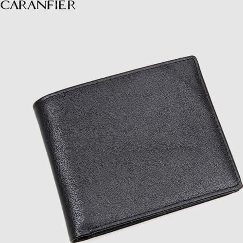 CARANFIER Mens Wallets Top Genuine Cow Leather Men Wallet Women Purses Unisex Credit Card Holder Classic Business Wallet New