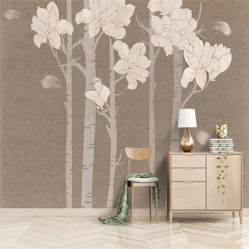 Decorative wallpaper Northern European abstract style hand-painted magnolia background wall painting