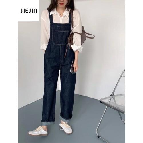 Elegant Denim Jumpsuit Women Jeans Overalls Playsuits Suspenders Strap Pockets Washed Rompers Spring One Piece Outfits Pants 4xl