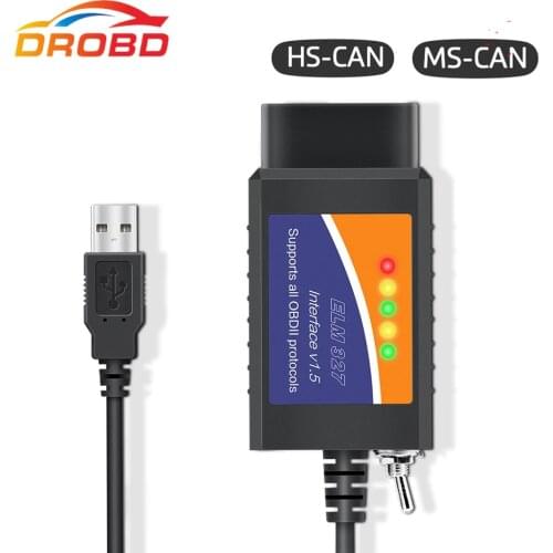 ELM 327 V1.5 USB ELM327 Switch for Ford Forscan ELMconfig Code Reader Scanner PIC18F25K80 HS CAN MS CAN Odb2 Scanner