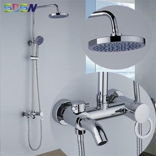 Chrome Shower Set Solid Brass Bathroom Shower Mixer Faucet Wall Mounted Bathroom Shower System Rainfall Bathr Shower Head