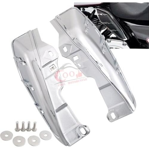 Motorcycle Chrome Heat Shield Mid-Frame Air Deflector Trim For Harley Touring FLHTCU FLHTK and FLTRU