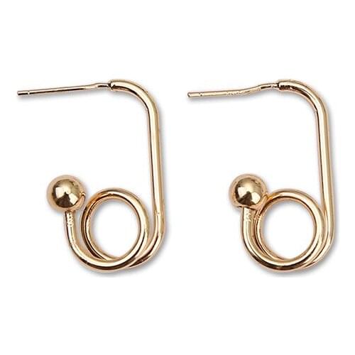 Curved Lines Silver Plated Needles Small Balls Hollow Circles Alloy Golden Silver Plated Dangle Drop Earrings for Women