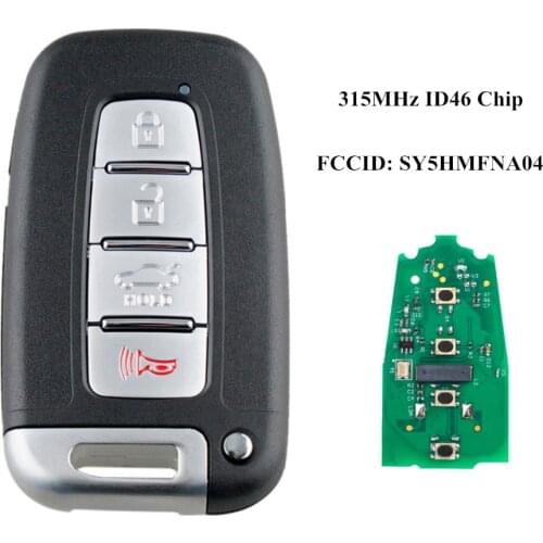 S mart Prox Key 4 Button 315MHz ID46 Chip for H-yundai E-quus S-onata G-enesis 2009-2014 FCCID: SY5HMFNA04