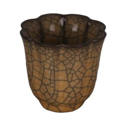 Collection: yellow glazed golden wire cup with melon edge and sunflower mouth