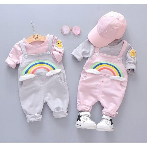 New Baby born girls Clothes sets for spring baby girl 1 year birthday baby clothing love top pant suit infant fashion design set