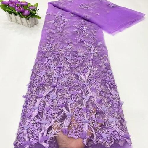 African Lace Fabric 2021 High Quality Lace Nigerian Lace Fabrics for Sewing Dress French 3D Lace Fabric 5 Yards