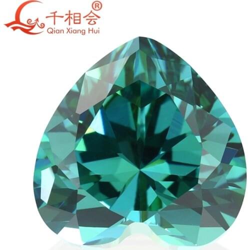 Heart shape cubic zirconia special color multi blue-green color cz loose stone