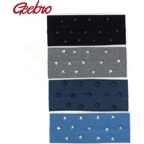 Geebro Summer Women Elastic Headband Hairband For Female Star Cotton Headband Turban Wraps Hair Accessories Girls Head Wraps