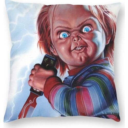 Fashion Horror Movie Chucky Throw Pillow Cover Home Decor Square Childs Play Cushion Cover 40x40cm Pillowcover for Living Room