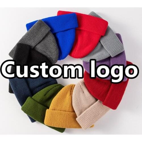 Men womens Custom logo Beanies caps DIY LOGO Adult winter acrylic skullcap Skullies Knitting hats gorros