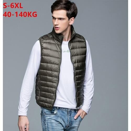 Mens Warm Duck White Down Vest Ultra Light Loose Jackets Men Fashion Sleeveless Outerwear Coat Autumn Winter Waistcoat Plus Size