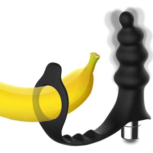 Male Prostate Massage Vibrator Powerful Anal Plug Butt Plug Delay Ejaculation Ring Safe Silicone Adult Sex Toy for Men Gay