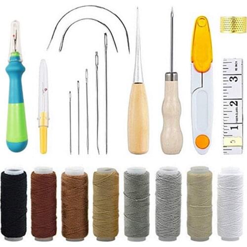 Set Of Leather Craft Tools Kit DIY Hand Tool Set Hand-Stitched Leather Tool Leather Goods Sewing Carving Work Repair Tools Kit