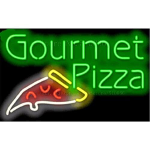 Gourmet Pizza NEON SIGN REAL GLASS BEER BAR PUB LIGHT SIGNS store display Restaurant Advertising food dinning Lights 17*14"