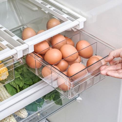 Refrigerator Drawer Organizer Bin Transparent Fridge Storage Bin Containers for Pantry Freezer #W0