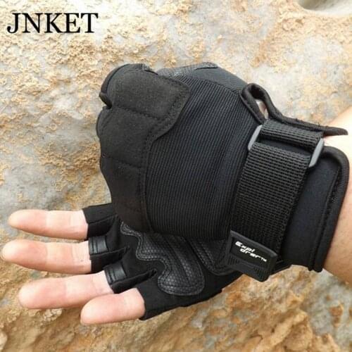 JNKET Military Combat Black Gloves Men Gloves Outdoor Rock Climbing Motorcycle Fitness Driving Fingerless Gloves