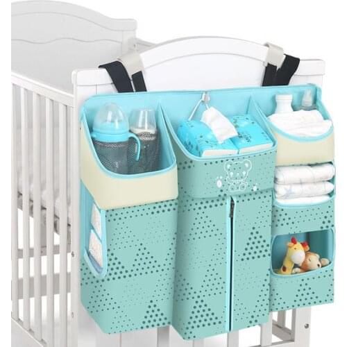 Organizer Crib Hanging Storage Bag Diaper Pocket for Newborn Kids Large Capacity Crib Bedding Sets 2colors