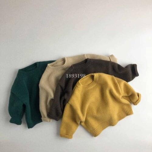 2021 Children Pullover Thicken Sweater Korean Round Neck Boys Girls Knitted Sweater Long Sleeve Literary Casual Kids Clothing