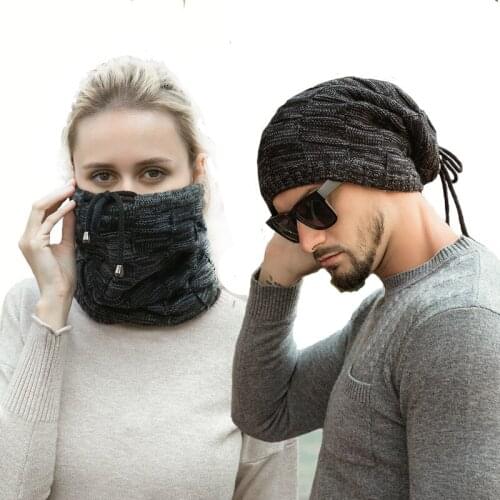 Fashion Beanies Hat For Women Men Winter Hat Knitted Skullies Beanies Outdoor Windproof Scarf Hats Fleece Warm Boonet Cap