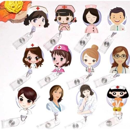 Fashion Hospital Retractable Pull Badge Reel ID Lanyard Name Tag Card Badge Holder Reels Doctor Nurse Supplies