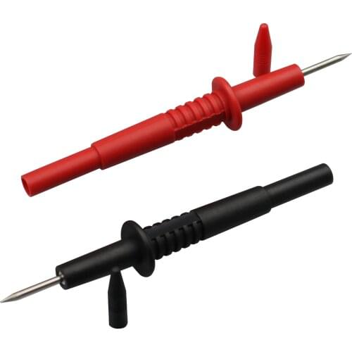 2Pcs Black/Red 2mm Stainless Steel Needle Test Probe Pin 4mm Banana Plug Connector for Multimeter Test Tool CATII 1000V MAX 10A