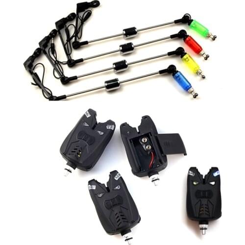 Carp Fishing Alarm + 4 PCS Swinger Set Night Fishing Bite Alarm Throwing Sea Rod Electronic Bell