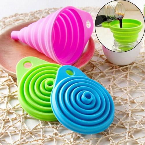 Silicone Funnel FoldingTelescopic Long Neck Funnel Silicone Creative Kitchen Tools Liquid Dispensing Mini Funnel for Cans