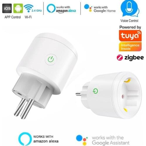 Tuya Zigbee WiFi EU Smart Plug 16A Adapter Wireless Remote Voice Control Home Fire Retardant For Google Home Alexa Smart Socket