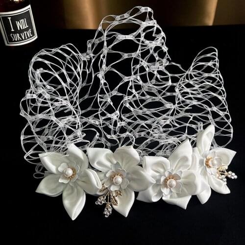 Bridal Headdress Handmade Mesh Flower Headband Hair Accessories Wedding Dress Accessories FS0003