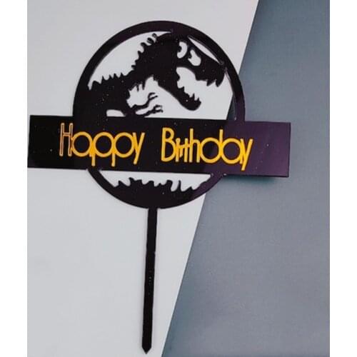 New Dinosaur Happy Birthday Cake Topper Acrylic Animals Birthday Cupcake Topper for Birthday Dinosaur Party Cake Decorations