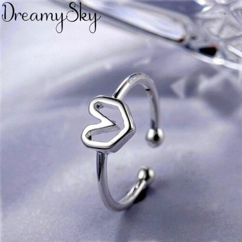 Vintage Silver Color Love Heart Rings for Women Wedding Adjustable Antique Statement Rings Anillos