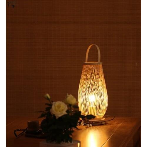 Japanese Southeast Asia Zen Art Bamboo Weaving Table Lamp Bedroom Teahouse Hotel Bedside Cafe Modern Simple Warm Led Desk Light