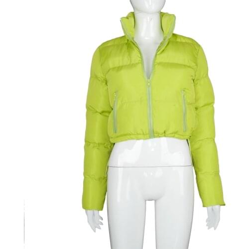 Fashion Women Short Bread Down Solid Stand-up Collar Cardigan Down Jacket Outerwear Padded Coat Girls Winter Warm Jacket