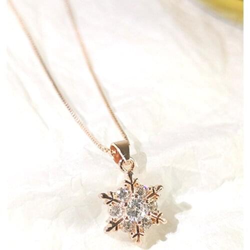 GorGor Necklace Women 925 Sterling Pattern Snowflake Mosaic Zirconia Pendant Exquisite Temperament Anniversary Jewelry XL547