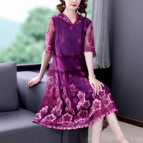2021 Summer High Street Mesh Flroal Embroidery Hooded Dress Women Casual Vintage Beach Midi Dress Elegant Bodycon Party Vestidos