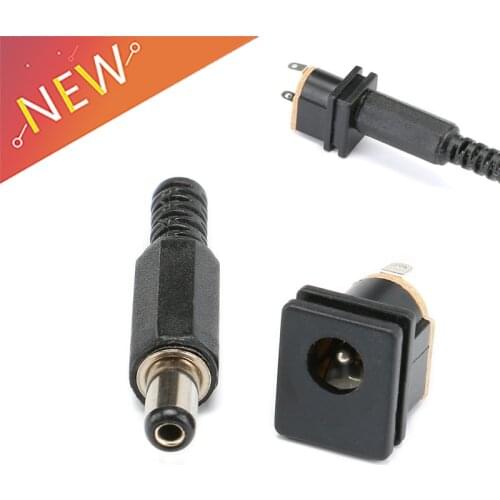 1 pairs 2.1mm x 5.5mm Male Plug + Female Socket Panel Mount Jack DC Connector Adapter 12V/3A