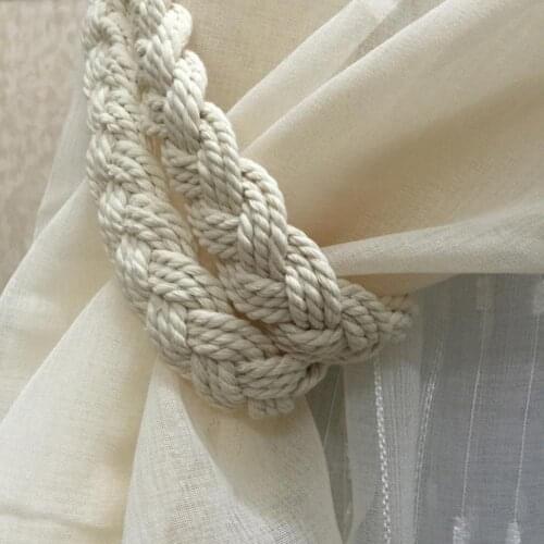 2Pcs Cotton Woven Twist Curtain Tieback Knotted Strap Buckle Holder Drape Rope for Window Curtains