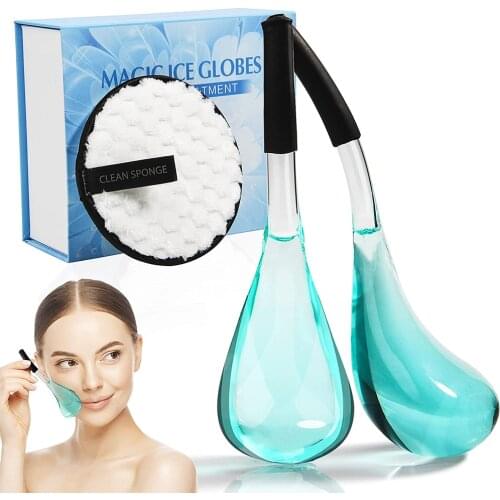 2PC Facial Ice Globes Durable Quartz Glass Ice Globes for Cold or Hot Skin Massagers Daily Beauty Skin Tightening Skin Care Tool