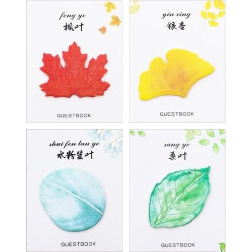 20Pack wholesale Sticky Memo Colorful Handpainted leaves note Pad Decal School Office Supply Diary Scrapbooking Diy Notes Kawaii