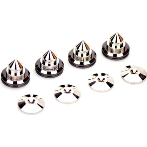 4 Sets Speakers Stand Feet Foot Pad Pure Copper Silver Loudspeaker Box Spikes Cone Floor Foot Nail M28x26