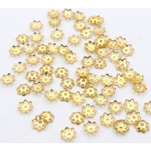 500Pcs Mixed Gold Silver Flower Beads End Caps Diy Accessories Component for Jewelry Making Finding Needlework Wholesale