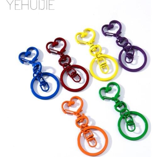 6PCS Keychain Diy Metal Hook Key Ring Cute Keychain Buckle Fashion Car Keychain Personality Bag DIY Solid Color Handbag Charm
