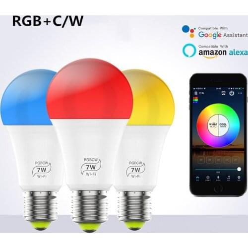 7W 15W WiFi Smart Light Bulb RGB White Magic LamDimmable LED E27 WiFi Bulbs Compatible with Amazon Alexa Google Home Smartphone