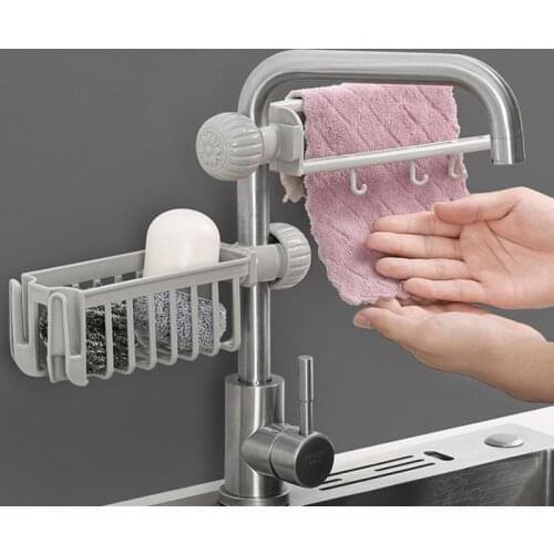 Kitchen Faucet Accessories Snap Sink Soap Sponge Holder Towel Racks Storage Drain Rack Kitchen Drain Rack Kitchen Tool Storage
