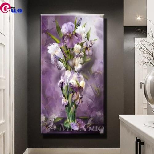 Fantasy Purple Irises Diamond Embroidery Sale Flower Diamond Painting Full Square Round Drill Cross Stitch Still Life Home Decor