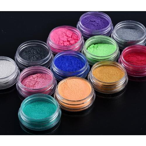 12 Color/Set Nail Glitter Polish Nail Art Powder Pigment Pearl powder Eye makeup Pigment For Nails DIY Decoration Tips
