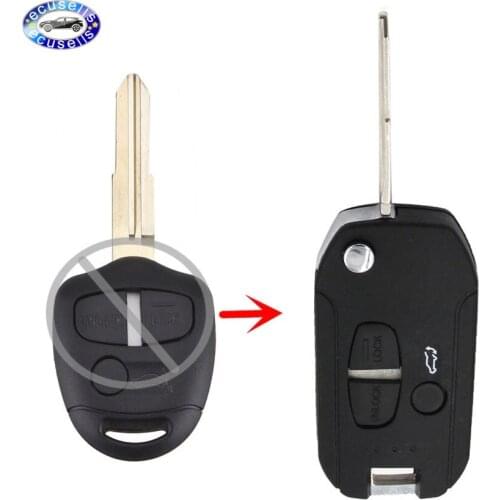 3 Buttons FLIP KEY CASE UPGRADE FOR MITSUBISHI OUTLANDER WARRIOR and More Right blade