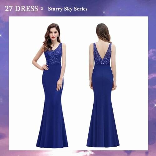 Elegant V Neck Mermaid Long Evening Dress Satin V Back Backless Tank Sexy Evening Party Prom Gowns Formal Women Dress Backless